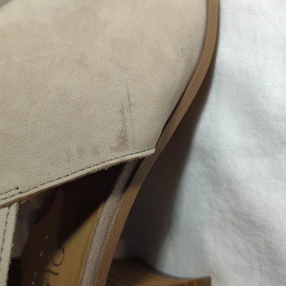 Franco Sarto HELIX Nubuck Leather Block Heel Peep Toe Sandals Size 9.5 - Picture 4 of 9